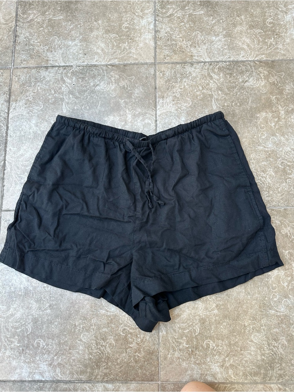 Women's Black Drawstring Lounge Shorts Linen size 8